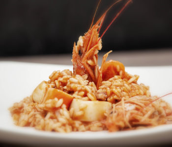 Risotto con totani e gamberi