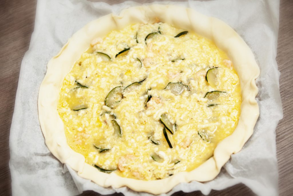 Quiche con zucchine e gamberetti