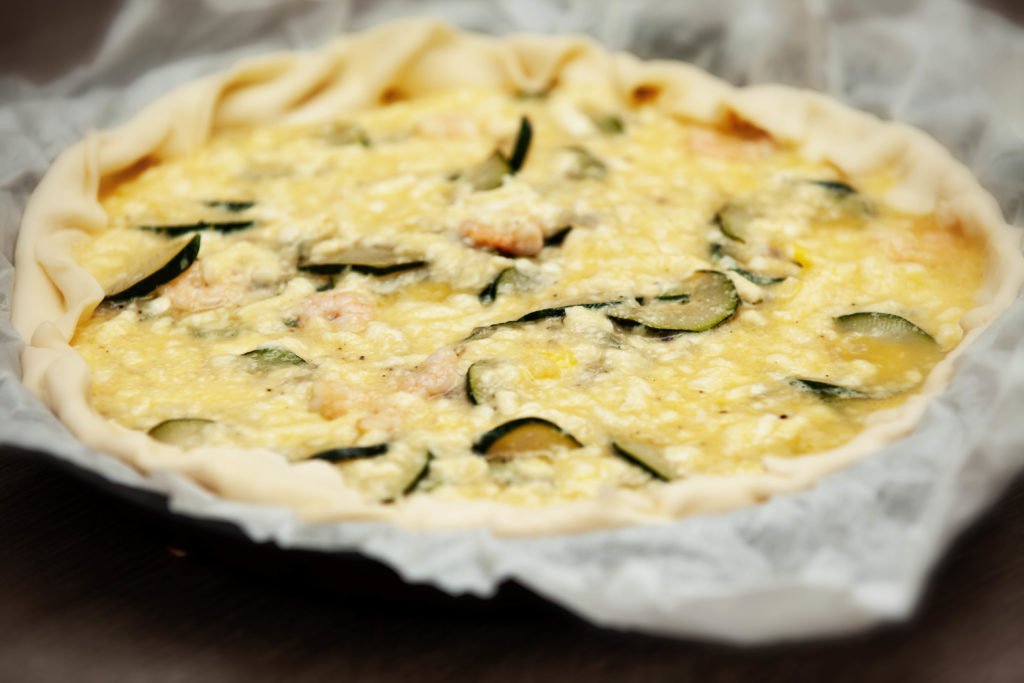 Quiche con zucchine e gamberetti